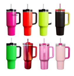 Skepp från USA Neon Black Green Winter Pink Limited Edition H2.0 Cosmo CO-Manded Tumbler Mugs Valentine's Day Present Target Red Water Bottles GG04198
