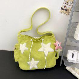 Bags Corduroy Shoulder Bags For Girl Sweet Cute Casual Totes Japan Large Capacity Leisure Packages Cloth Pink Crossbody Bags