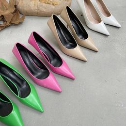 Dress Shoes 2024 Spring/Autumn Women Pumps Pointed Toe Thin High Heels Solid Color Sexy Office Party Green Black White