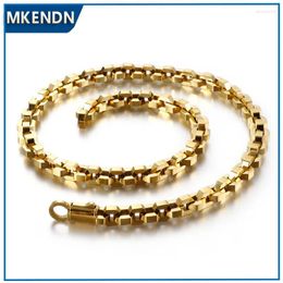 Chains MKENDN 10mm 18k Gold Plated Chain Necklace High Polished Stainless Steel Retro Black Link For Men Hip Hop Rock Jewellery