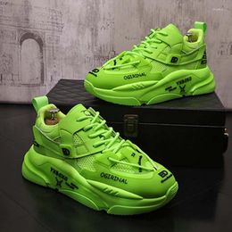 Casual Shoes For Men Fashion Chunky Cushioning Sneakers Mesh White Green Black Heighten Comfortable Thick Sole Platform