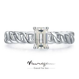 Wedding Rings Vinregem 3EX VVS1 D Colour Emerald Cut 0.8CT 4*6MM Real Moissanite Diamonds Women Ring 925 Sterling Silver Jewellery Wedding Gifts 240419