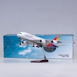 Asiana Airlines Airbus A380 Simulation Civil Aviation Aircraft Model With Wheel And Light Gift Collection Memorial 240408