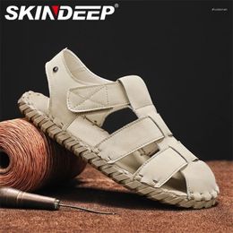 Sandals SKINDEEP Casual Mens Summer Breathable Beach Hiking Outdoor Leather Fashion Fisherman Shoes Designer Luxury Flat Shoe