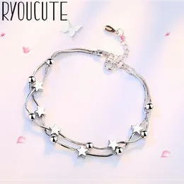 Charm Bracelets 2024 Bijoux Designer Silver Color Star Beads For Women Fashion Girls Chain Bracelet Wholesale