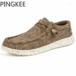 Casual Shoes PINGKEE Slip-On Canvas Upper Leathered-Lined Extra Comfort Detachable Insole Cushioned Outsole Men Boat Driving Loafers