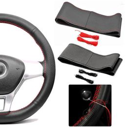 Steering Wheel Covers Genuine Leather Car Cover With Needles Thread DIY Braid 37-38cm Anti-Slip Cowhide Steer-Wheel Protector Accessor