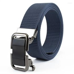 Belts 1PCS Design 125cm Men Square Fashion Single Circle Spot Alloy Business Nylon Pants Belt Toothless Automatic Buckle