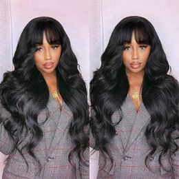 Body Wave Human Hair s With Bangs Glueless Pre Plucked On Sale Clearance Full Machine Made Bang 240408