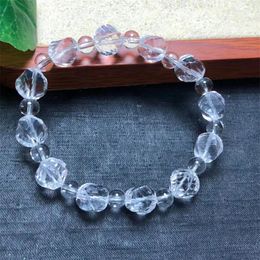 Link Bracelets Natural Clear Quartz Bracelet String Charms Handmade Fortune Energy Mineral Woman Amulet Jewellery Gift 1PCS 8MM