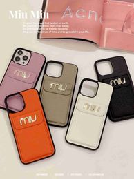 Cell Phone Cases Suitable for iPhone 14promax phone case 15pro lychee pattern all inclusive card insert letter female H240419