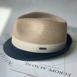 2023 Unisex Jazz Straw Hat Mens Sun Summer Outdoor Travel Comfortable Breathable Crimped Panama 240415