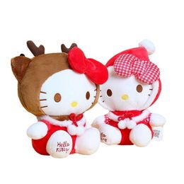 2024 Hot Sales Japanese Cartoon Pink Hello KT Plush Toy Deer Kitty Stuffed Animal Kawaii Halo Cat Kids Toys