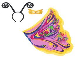Beautiful Girls Cosplay Costumes Yellow Colorful Butterfly Wings Mask Headband Butterfly Elf Cosplay Cape Chiffon light thin gif8069792