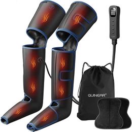 QUINEAR Leg Massager for Circulation and Pain Relief - Full Leg Compression with 2 Heat Extenders, 3 Heat Modes, and 3 Intensity Levels