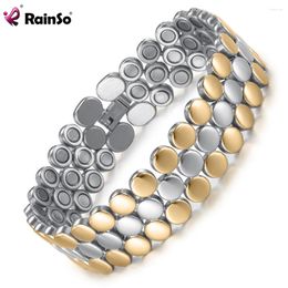 Link Bracelets RainSo Magnetic For Men & Women Bio Energy Therapy 3500 Gaus Charm Health Luxury Stainless Steel Jewellery