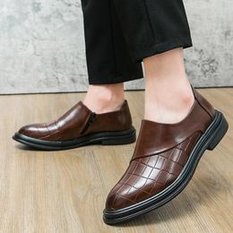 Dress Shoes Man Office Business Leather Flats Split Wedding 2024 Cow Rubber Sole Luxury