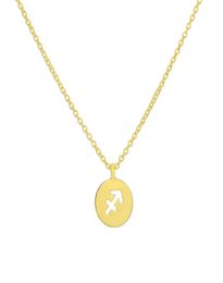 Sagittarius 12 Constellation Signs pendant chain Necklace amulet Geometric circle Zodiac Horoscope Astrology Disc Lucky name woman1787046