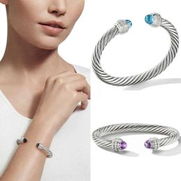 Bangle Bracelet Dy Twisted Wire Round Head Women Fashion Versatile Platinum Plated Twocolor Hemp Trend Hot Selling Jewelry