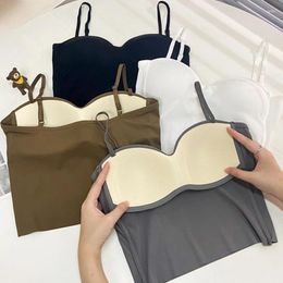 Camisoles & Tanks Fashion Women's Ice Silk Underwear Tube Tops Sexy Solid Color Top Sports Vest Female Slim Comfortable Lingerie Bra