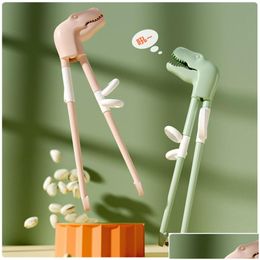 Chopsticks Cartoon Dinosaur Learning Training Kids Helper 1Pair Portable Children Tableware Detachable 20220514 D3 Drop Delivery Hom Dhsa2