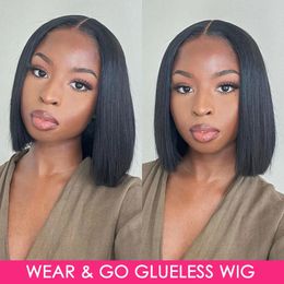 Wear And Go Bob Wigs For Women Human Hair 180% Straight Glueless Wig Ready To Go Human Hair Wigs Pre Cut Lace Air Wig Sale 240409
