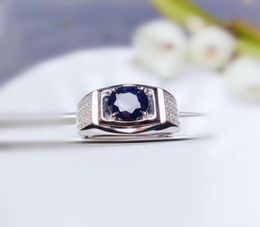 Cluster Rings Per Jewellery Men Ring Natural Real Black Sapphire Round 23ct Gemstone 925 Sterling Silver6069982