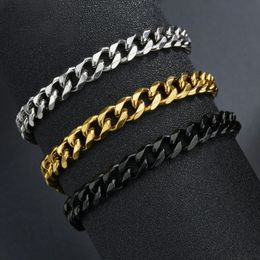 High Quality Stainless Steel Bracelets For Men Blank Colour Punk Curb Cuban Link Chain On the Hand Jewellery Gifts trend 240417