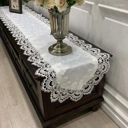 Table Cloth Runner For Dining Runners Flag Oval Embroidered Tea Tablecloth Europe Shoe Cabinet Lace Dresser Dust Cover