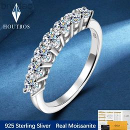 Solitaire Ring Houtros 3mm Moissanite Rings for Women S925 Silver 7 Stone Engagement Wedding Sparkling Diamond Ring Fine Jewellery Gift d240419