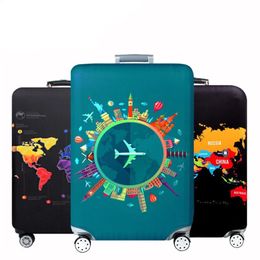 World Map Design Luggage Protective Cover Travel Suitcase Cover Elastic Dust Cases For 18 to 32 Inches Travel Accessories 240418