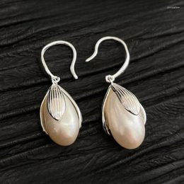 Stud Earrings Trendy Silver Color Drop Flower Bud Pearl Elegant For Women Girl Gift Fashion Jewelry Dropship Wholesale