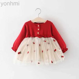 Girl's Dresses Lawadka 6M-3T Spring Newborn Baby Dresses for Girl Princess Lace First Birthday Girl Party Dresses Red Baby Outfits Clothes 2023 d240423