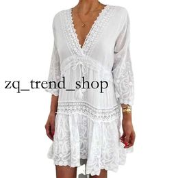 Summer Dress Women Sexy Floral Lace Hollow Beachwear Comfortable Breathable Small Fresh Lady Beach Woman Clothing 896