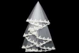 2021 selling Wedding Veils Two Layers Appliques Lace Edge Elegant Elbow Length Cheap Bridal Veil9368722