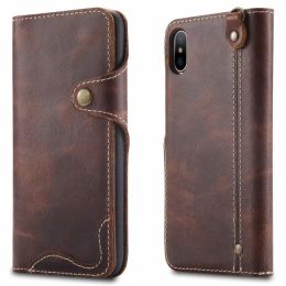 Cases Luxury Vintage Cowhide Genuine Real Leather Case for iPhone 15 Pro 14 13 12 11 XS MAX XR 8 7 Flip Wallet Card Business Phone bag