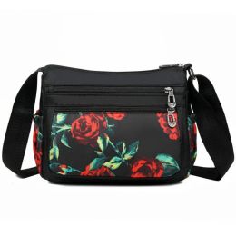 Bags Waterproof Oxford Shoulder Bag Floral Printing Women Messenger Bag Lightweight Leisure Crossbody Bag 2022 Cute Fresh Mother Bag