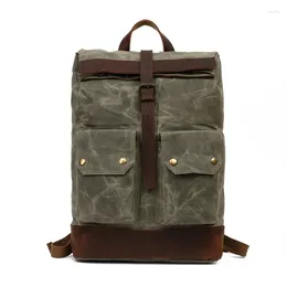 Backpack Waterproof Outdoor Men Large Capacity Waxed Canvas Travel Bag European Vintage Style Male Rucksack 2024 High Quality