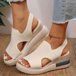 Dress Shoes Women's Sandals Thick Bottom Wedge High-heeled Sandal Platform Luxury Ladies Comfortable Versatile Fish Mouth Summer