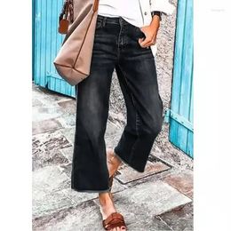 Women's Jeans Women Retro Y2K Loose Street Black Wide Leg Pants Fashion Tassel Mid Waist Distressed 2024 Arrival Plus Size Ladies