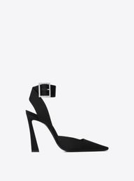 Designer Pumps Women Dress Shoes Luxury Black Fanny Slingback Pumps in Satin Crepe Flared Heel EU3540 With Box Wedding Dresses4368092