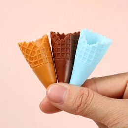 Decorative Flowers Mini Simulation 3D Ice Cream Cone Colorful Resin Artificial DIY Crafts Fake Food Decor Handmade Accessories 20pcs