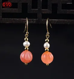 Dangle Earrings S925 Silver Pearl Korean Temperament Net Red Chinese Style Southern Pumpkin