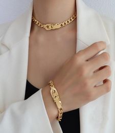 Chokers Timeless Wonder Titanium Belt Curved Chains Choker Necklace Women Jewellery Set Designer Gothic Boho Ins Fancy Egirl 75835637321