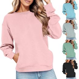 Women's Hoodies Zip Up Women Autumn And Winter Casual Solid Colour Round Neck Long Sleeved Hooded Sweatshirt Athletic Wear Hoodie