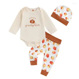 Clothing Sets Pudcoco Infant Baby Girl Boy Halloween Clothes Letter Print Long Sleeve Romper Cartoon Pumpkin Pants Hat Set Fall Outfit 0-24M
