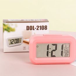 LED Plastic Mute Clock LED درجة حرارة ذكية لطيفة ، السرير ، السرير ، السرير الرقمي ، المنبه الرقمي ، SNOOZE NIGHTLIGHT