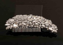 Clear Rhinestone Crystals Wedding Bride Bridal Hair Accessories 2017 Floral Hair Comb Head Pieces Hair Pins Jewelry Accessories S95017622