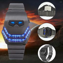 Wristwatches 2024 Sci Tech Mirror Free Electronic Watch Led Cool Fashion Snake Face Dial Steel Belt Blue Analogue Digital