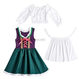 Ethnic Clothing New Child Oktoberfest Costumes Girls Bavarian Traditional National Dirndl Dress Beer Girl Waitress Fancy Suit d240419